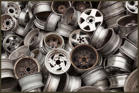 Pile of Aluminum Vehicle Wheels